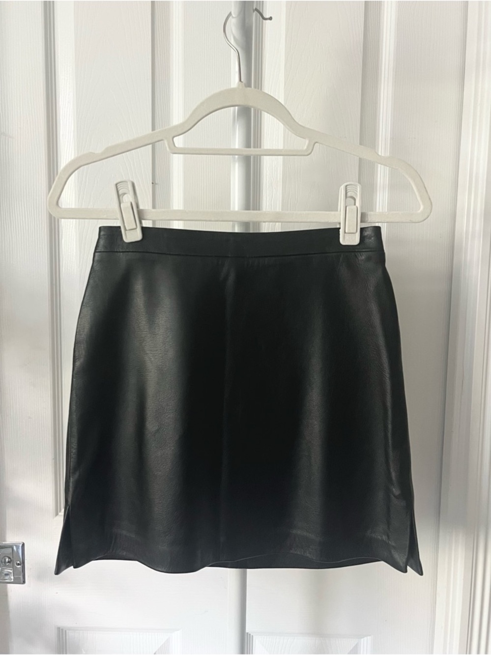 Black Lambskin Leather Mini Skirt